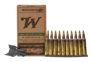 Winchester USA 5.56 NATO M855 62 Grain FMJ Green Tip Ammo -  30 Rounds in Stripper Clips